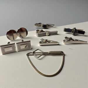 Vintage SWANK lot 8pc CuffLinks Tie Clip Set Silver & Gold Tone Men's Jewelry
